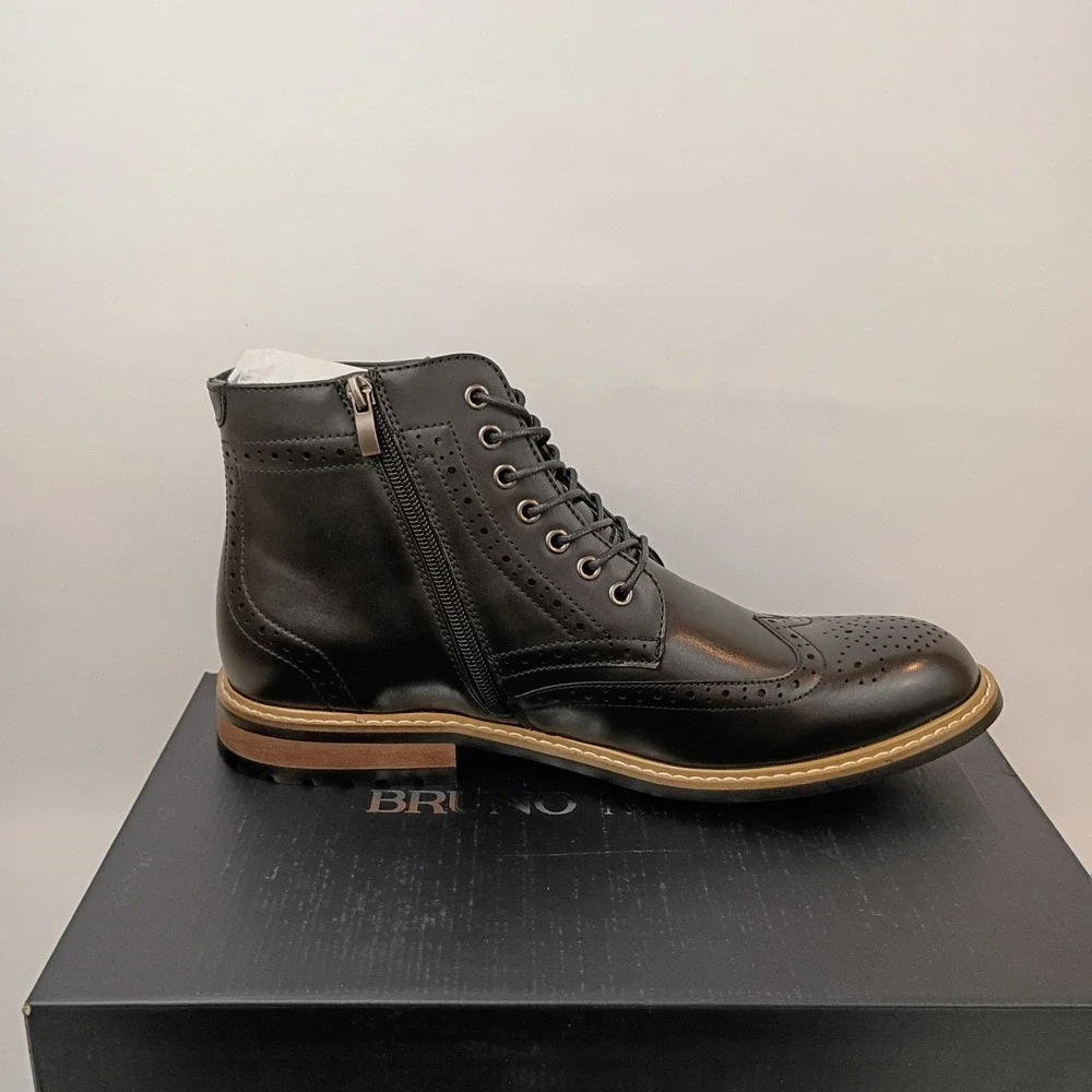 Bruno Marc Motorcycle BOOTS In Black Leather. Size 10 Men's/43.5 EU. Brand New